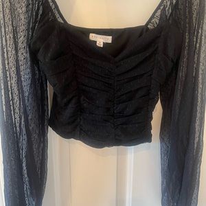 Socialite Black Ruched Mesh Crop Top